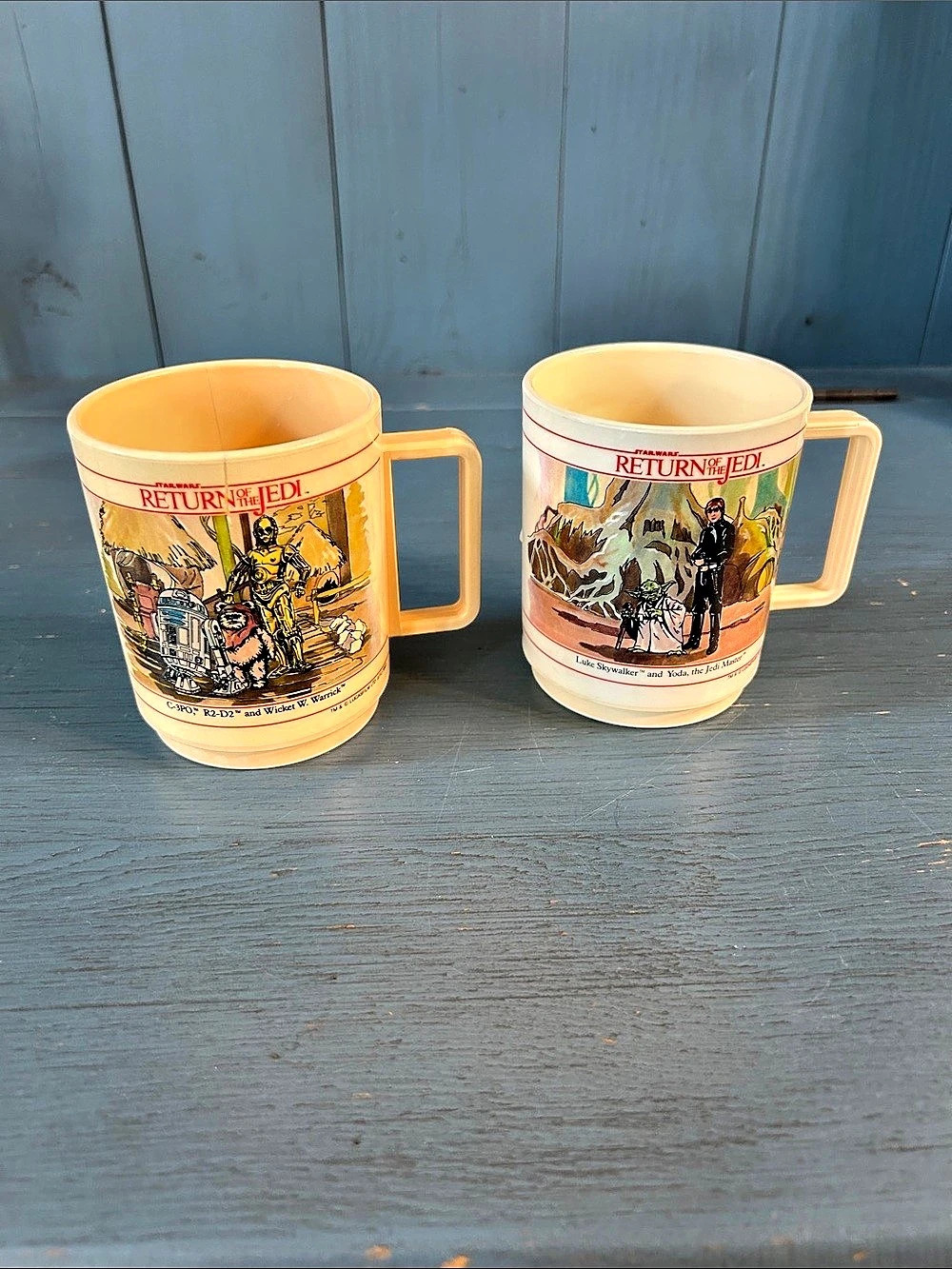 Vintage deka Return of the Jedi Mug Set Star Wars Cream & Red